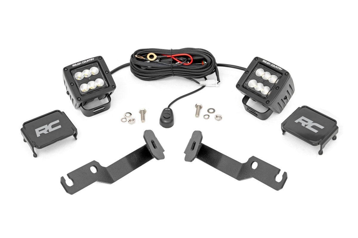 Toyota Tacoma LED Light Kit - Ditch Mount - Rough Country - Flood - Black - '05-'15
